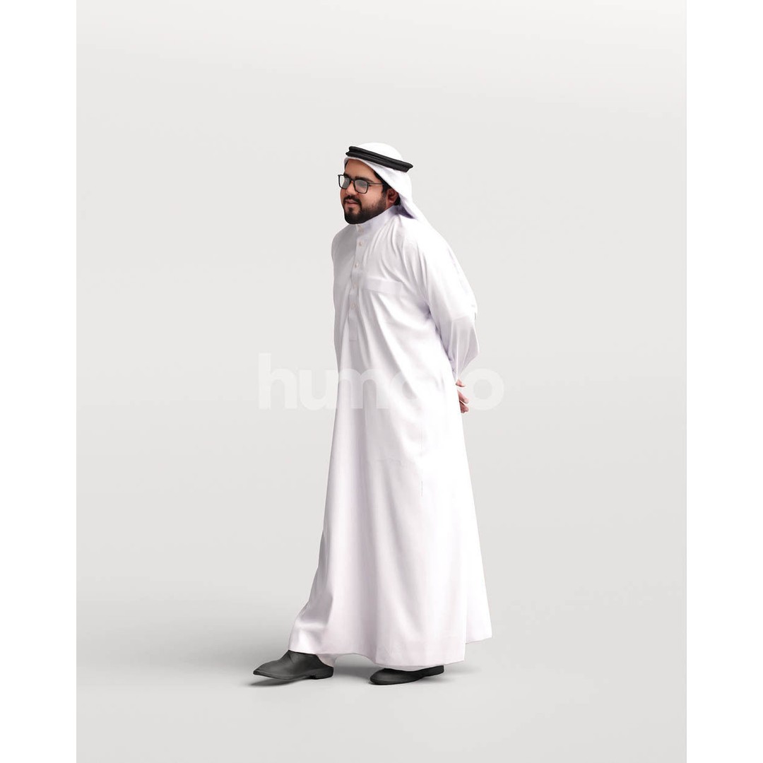 Arab Man in Thobe 3D Model – Realistic PBR Character, FBX, Blender - View 7