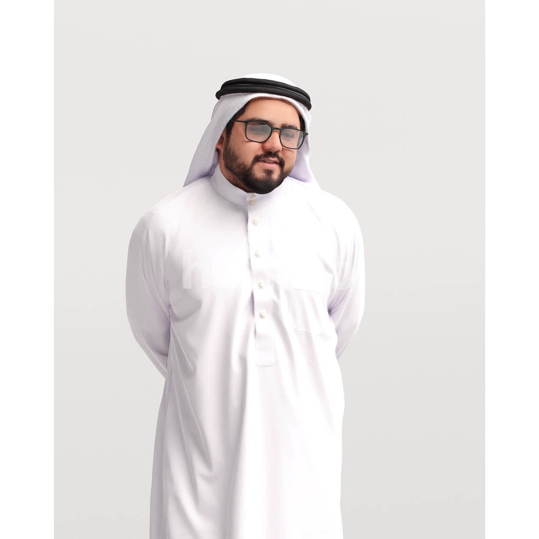 Arab Man in Thobe 3D Model – Realistic PBR Character, FBX, Blender - View 8