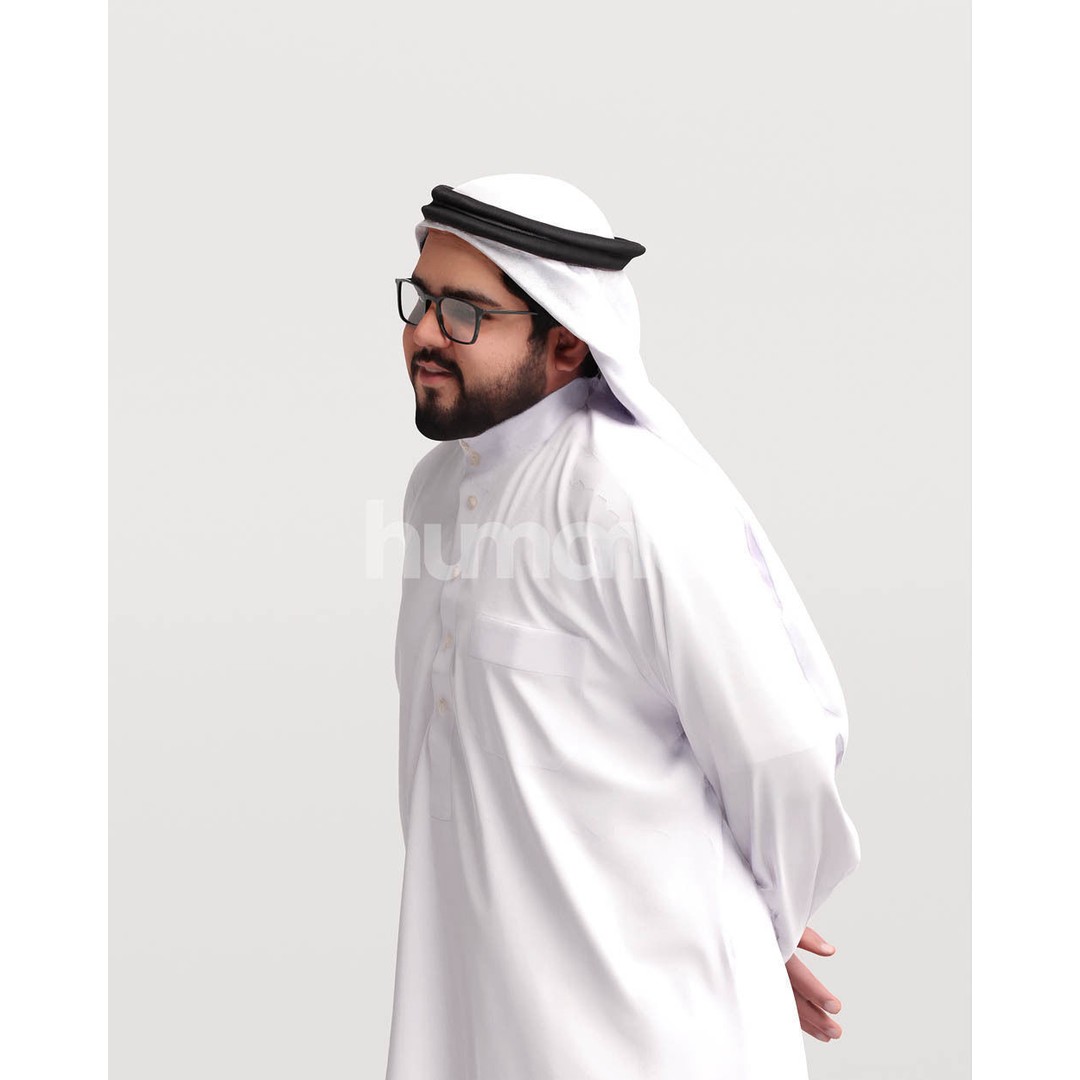 Arab Man in Thobe 3D Model – Realistic PBR Character, FBX, Blender - View 9