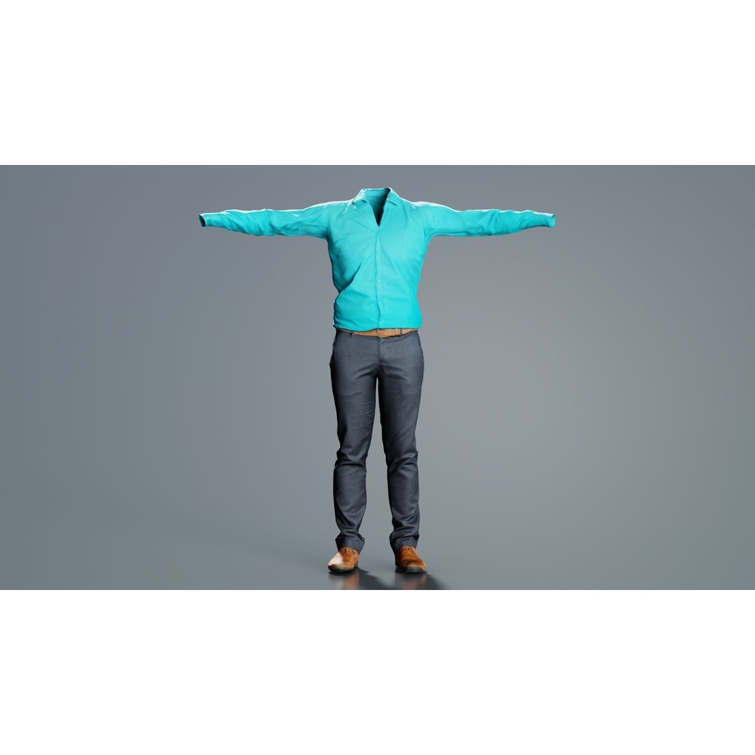 Business Costume 3D Model – Low Poly Character with PBR Textures, FBX - View 3