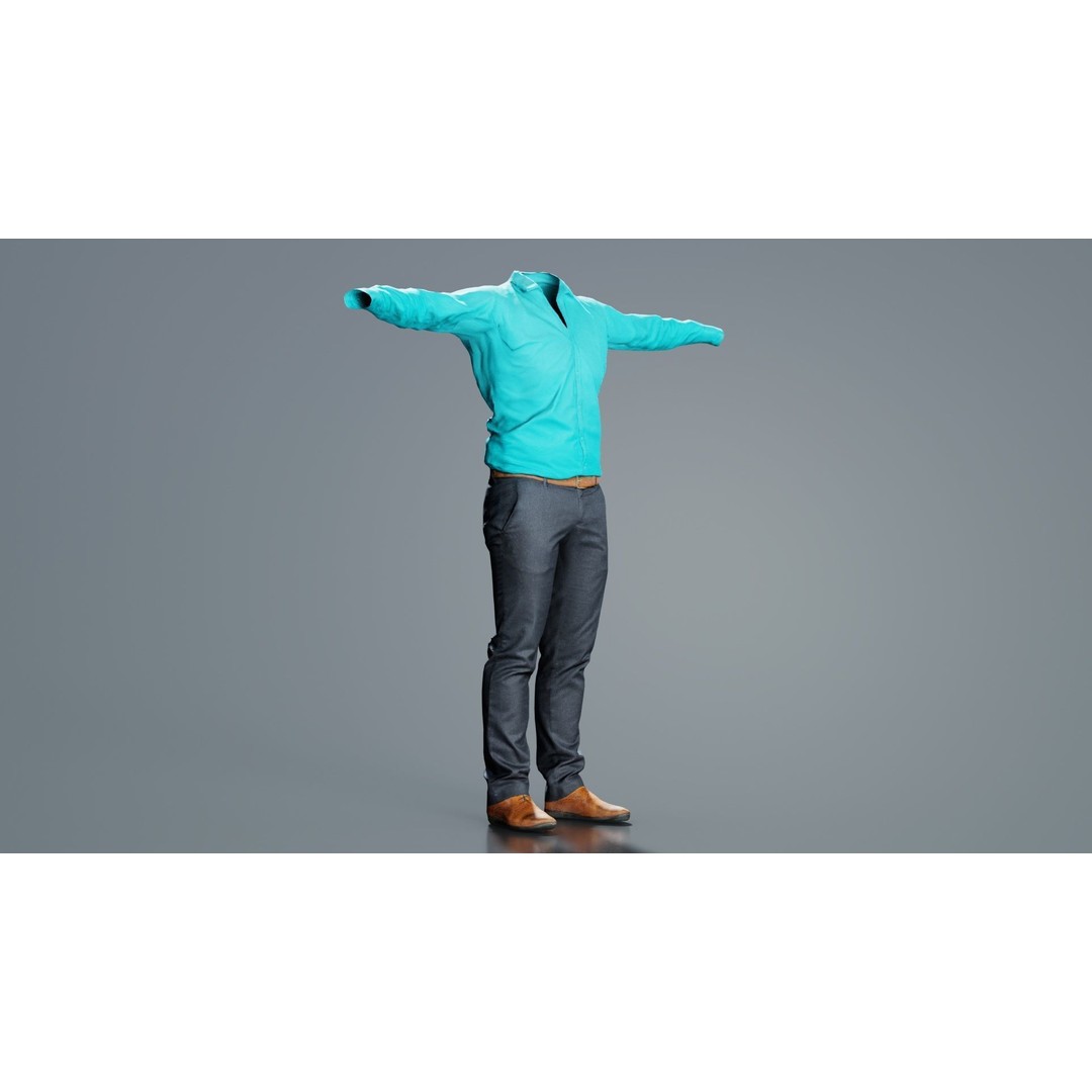 Business Costume 3D Model – Low Poly Character with PBR Textures, FBX - View 6