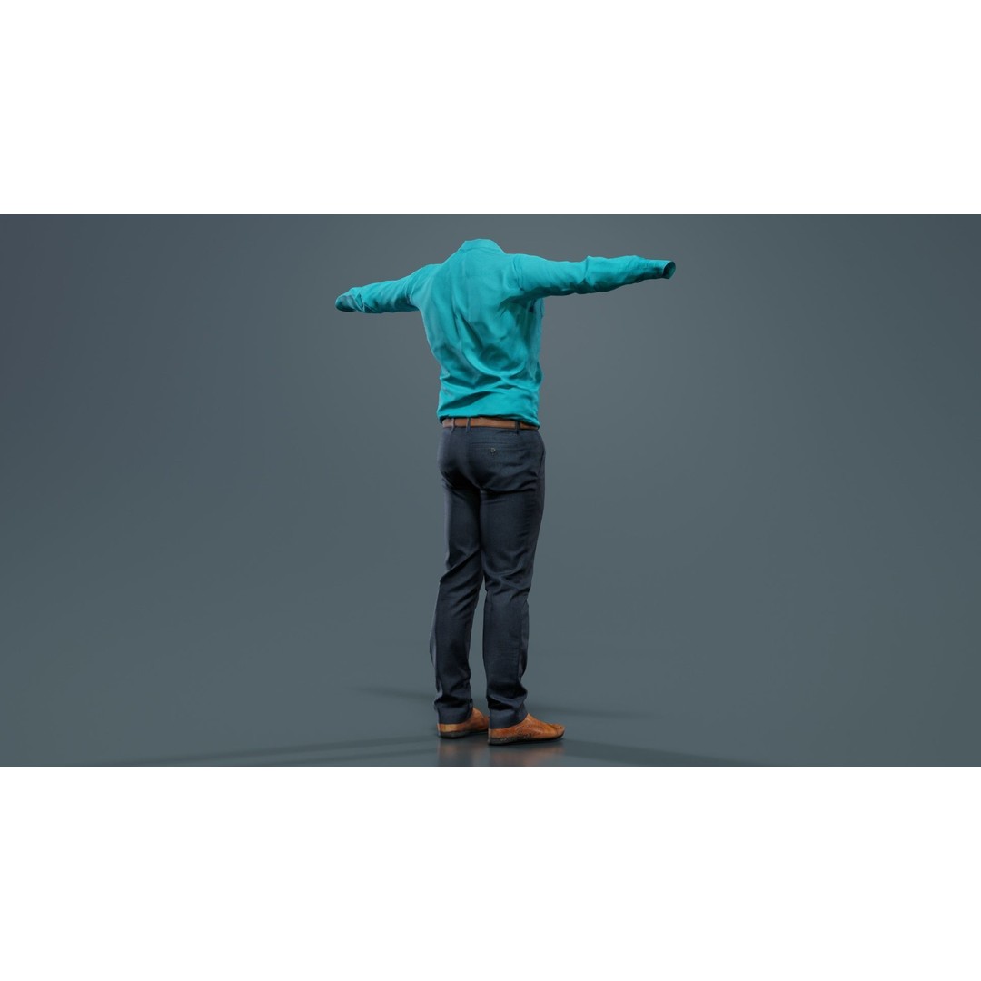 Business Costume 3D Model – Low Poly Character with PBR Textures, FBX - View 9