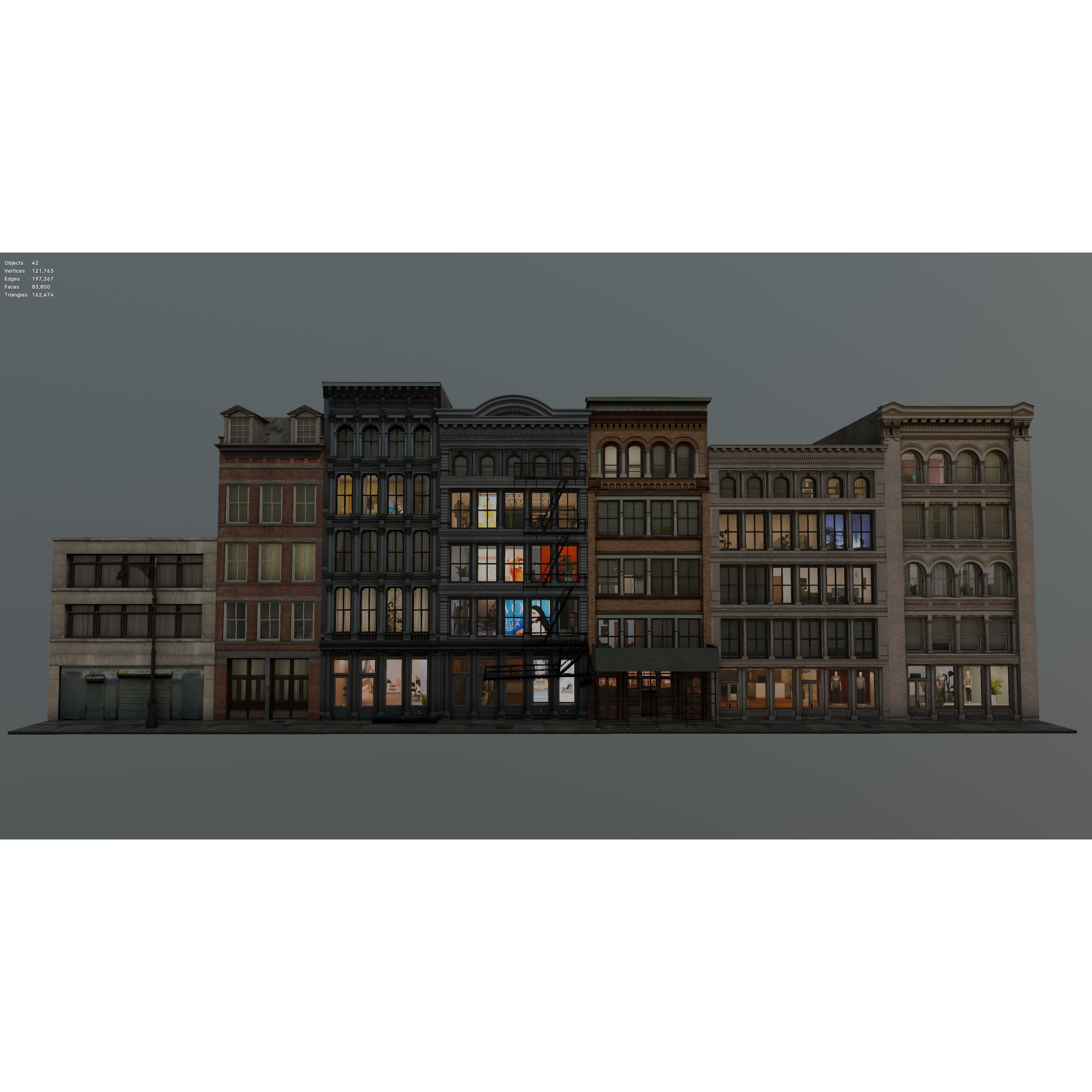 NYC SoHo Building Pack - Low-Poly Game-Ready 3D Model - View 9
