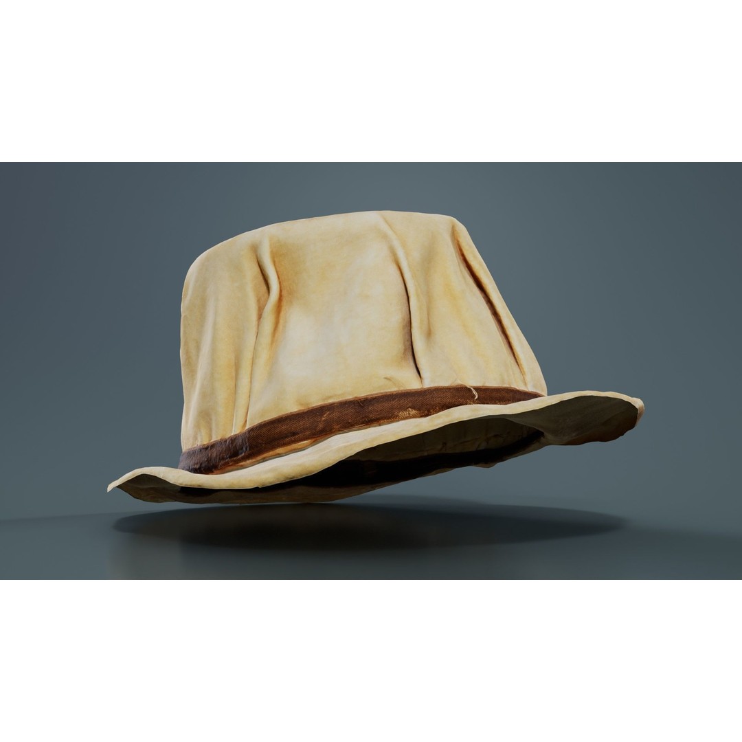 Melon Hat 3D Model – Low Poly Character Clothing, FBX, Blender - View 10
