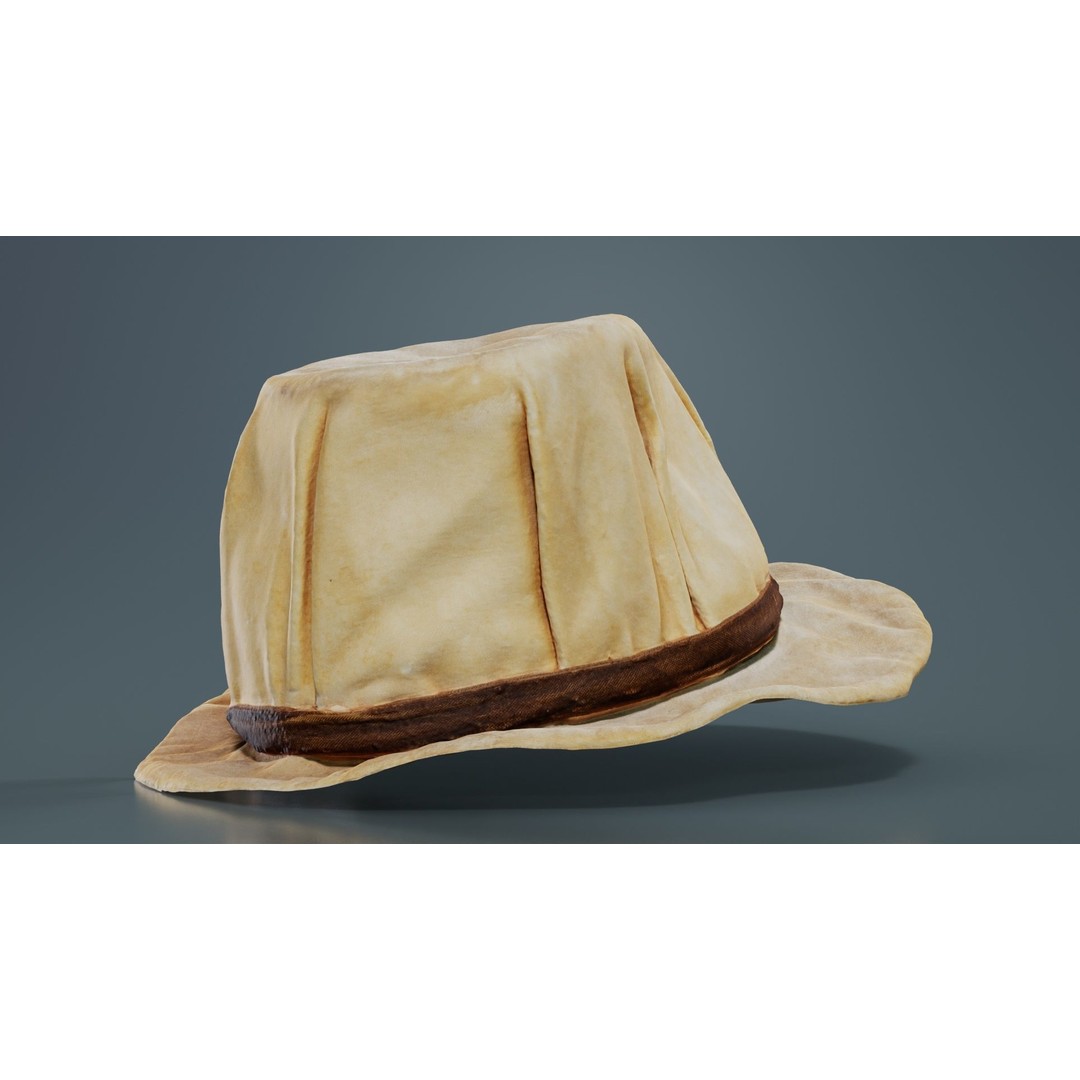 Melon Hat 3D Model – Low Poly Character Clothing, FBX, Blender - View 3