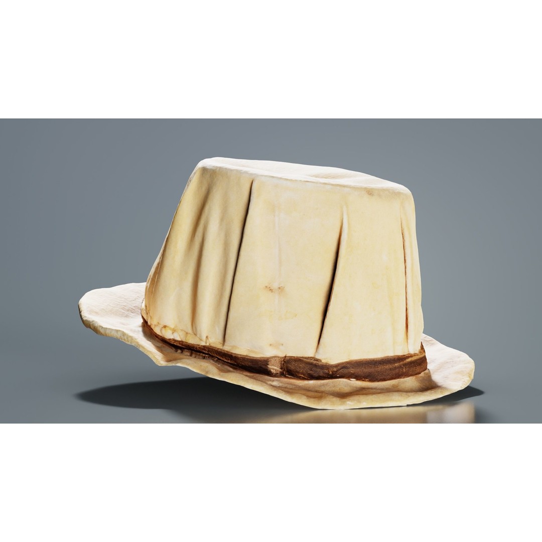 Melon Hat 3D Model – Low Poly Character Clothing, FBX, Blender - View 4