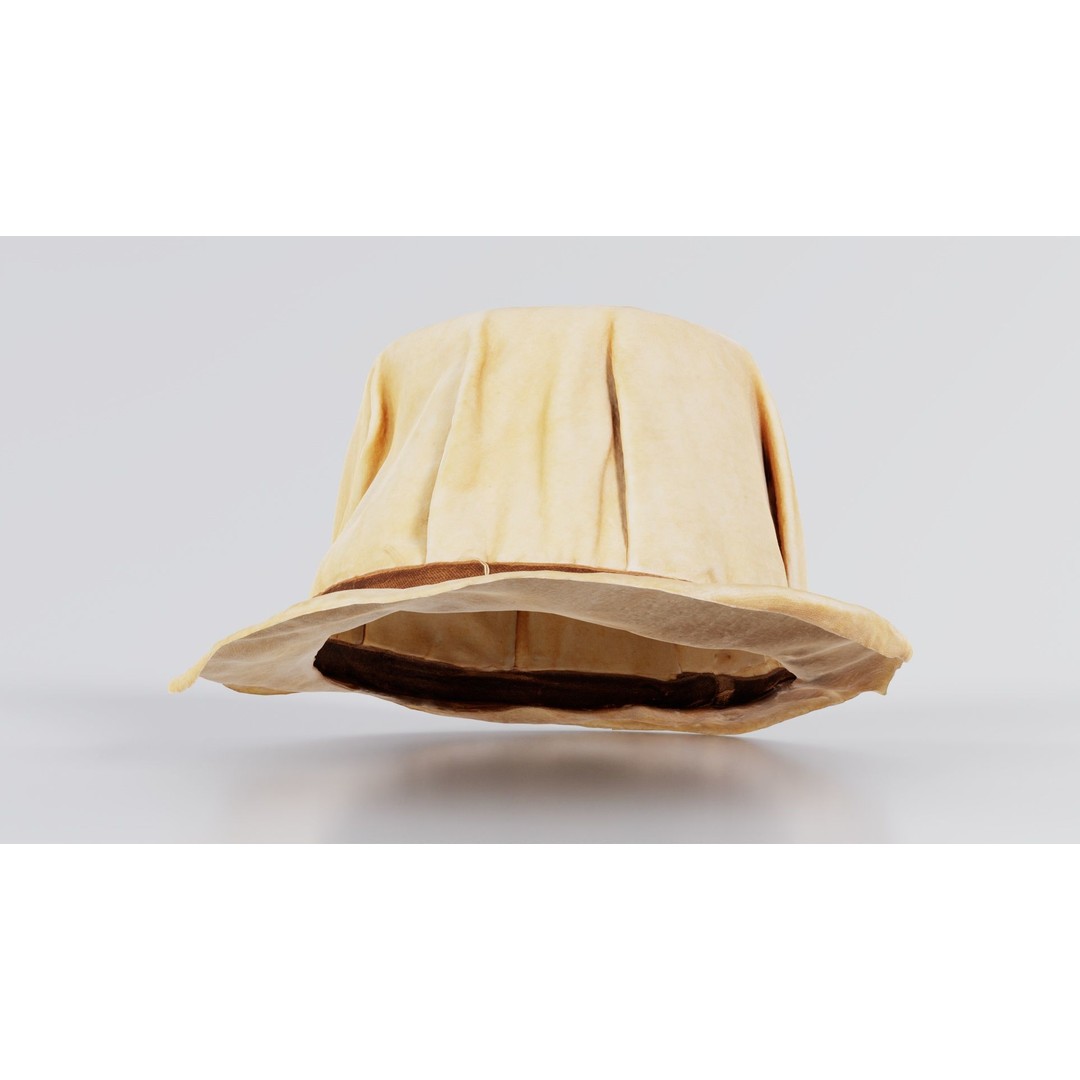 Melon Hat 3D Model – Low Poly Character Clothing, FBX, Blender - View 5