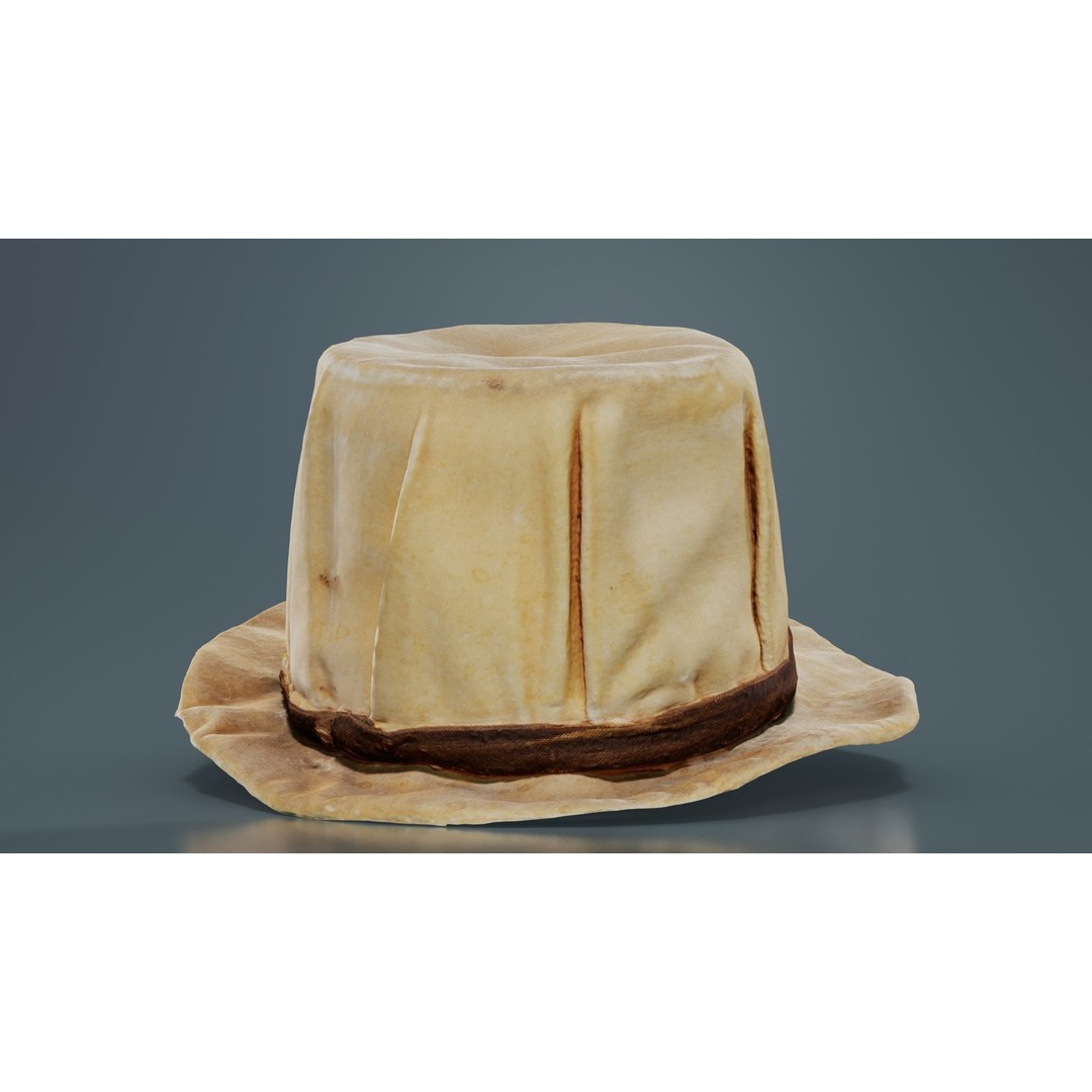 Melon Hat 3D Model – Low Poly Character Clothing, FBX, Blender - View 6