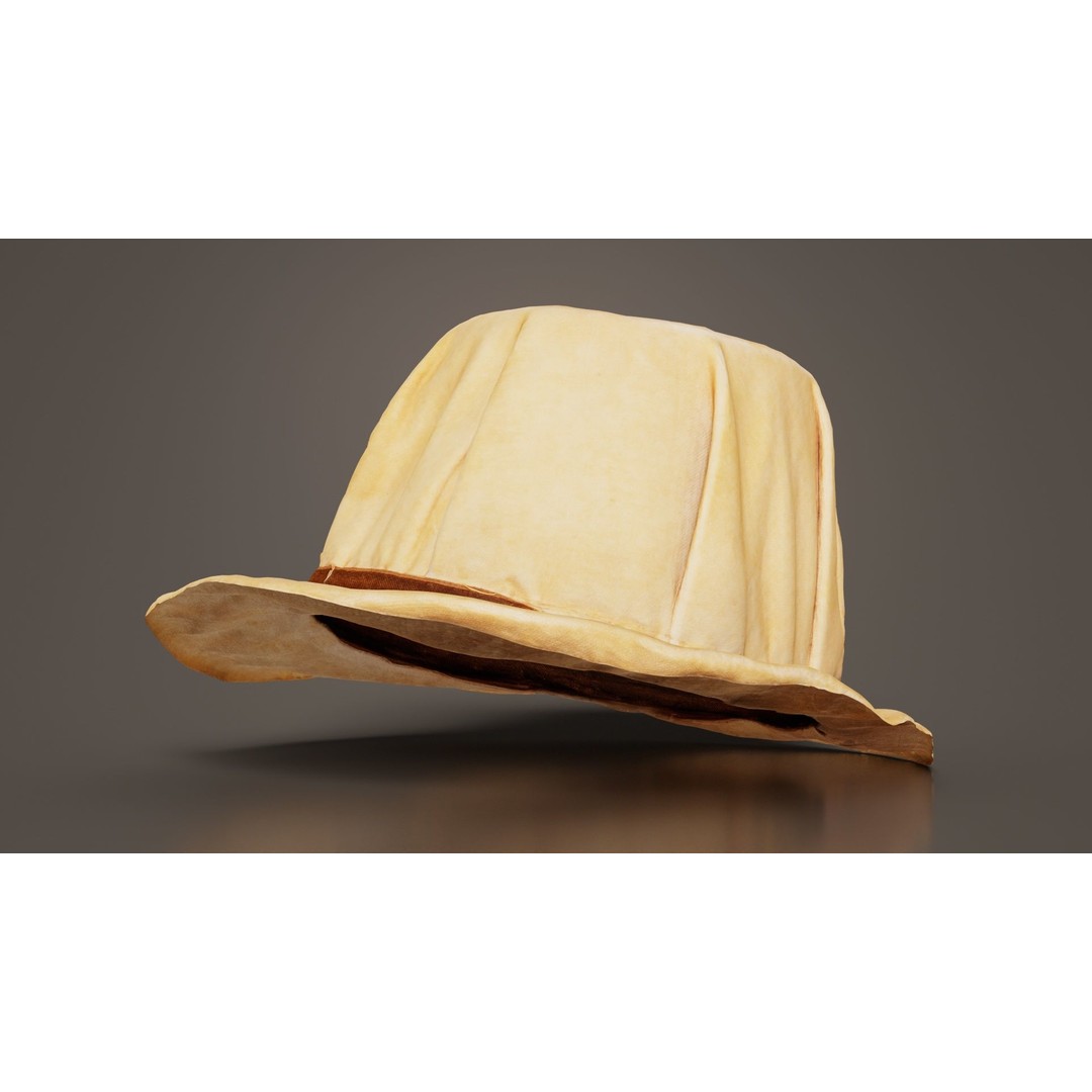 Melon Hat 3D Model – Low Poly Character Clothing, FBX, Blender - View 7