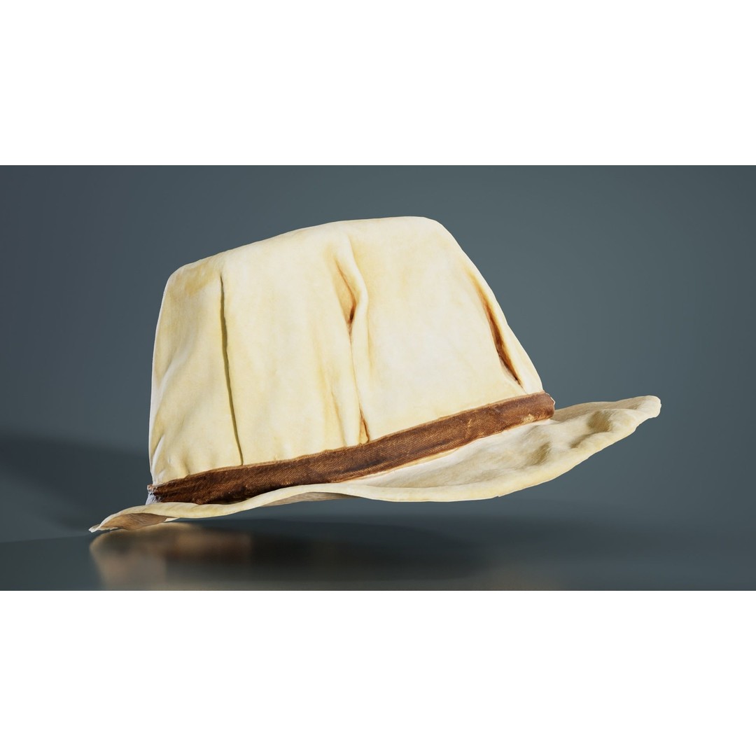 Melon Hat 3D Model – Low Poly Character Clothing, FBX, Blender - View 9