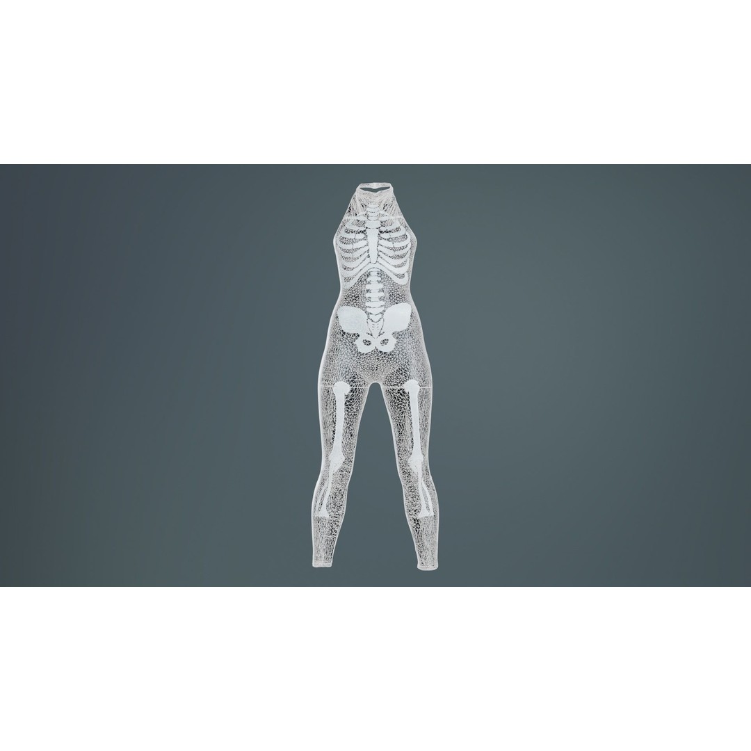 Skeleton Jumpsuit 3D Model – Low Poly Bodysuit with PBR Textures - View 11