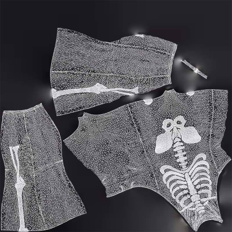 Skeleton Jumpsuit 3D Model – Low Poly Bodysuit with PBR Textures - View 16