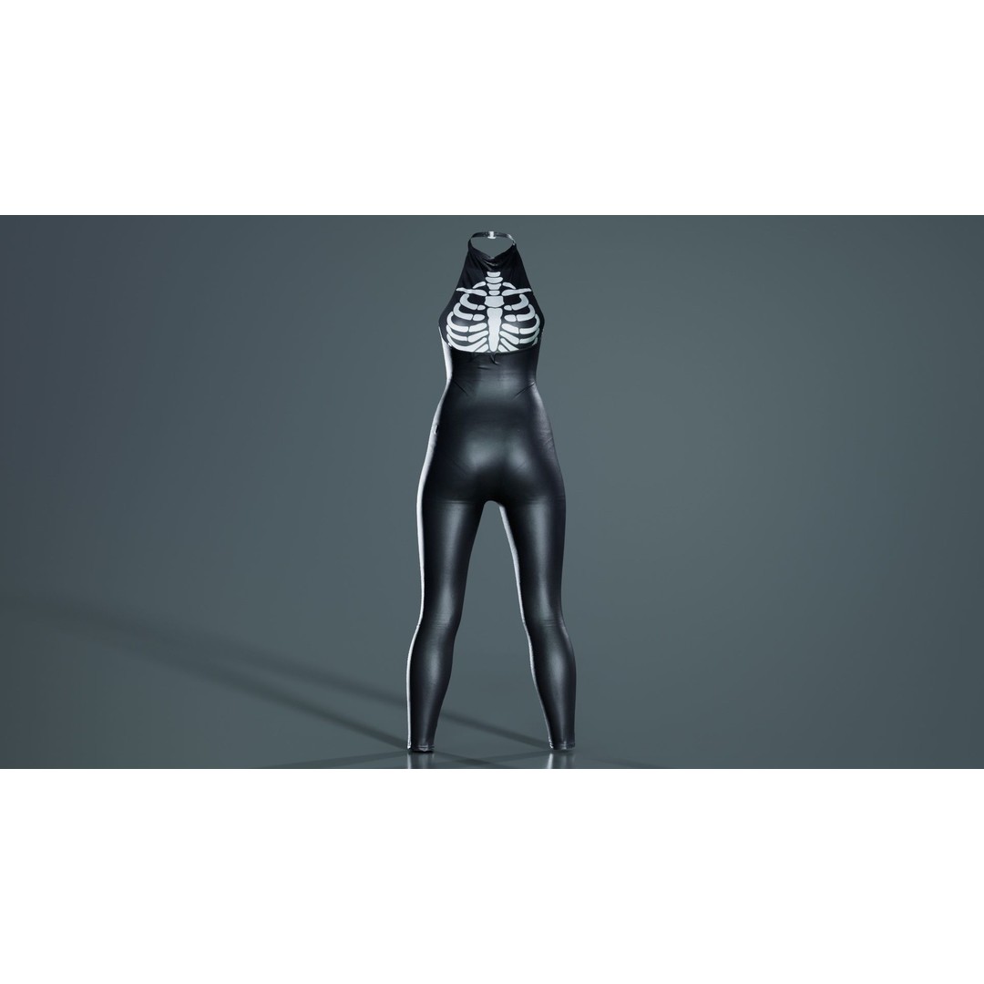 Skeleton Jumpsuit 3D Model – Low Poly Bodysuit with PBR Textures - View 5
