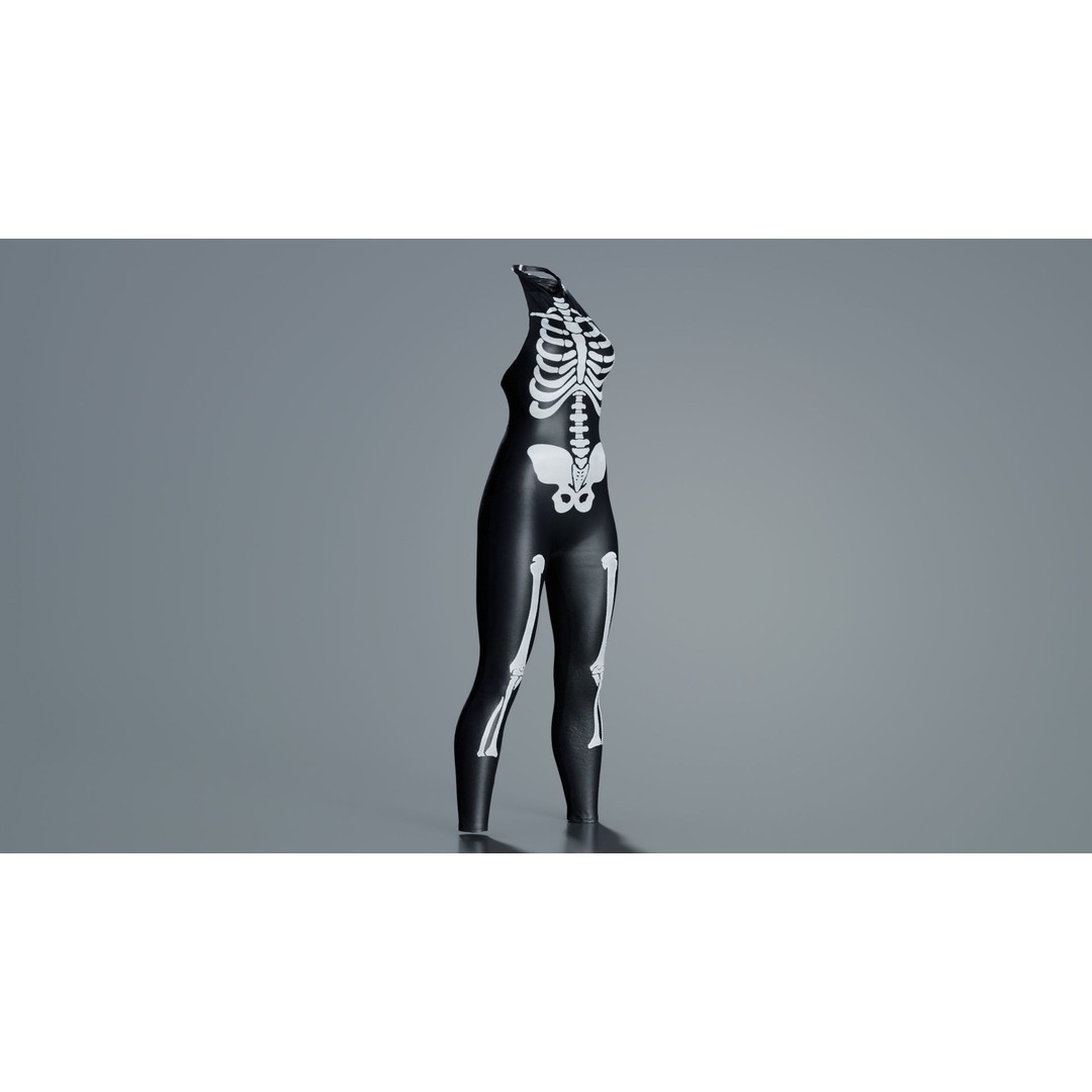 Skeleton Jumpsuit 3D Model – Low Poly Bodysuit with PBR Textures - View 8