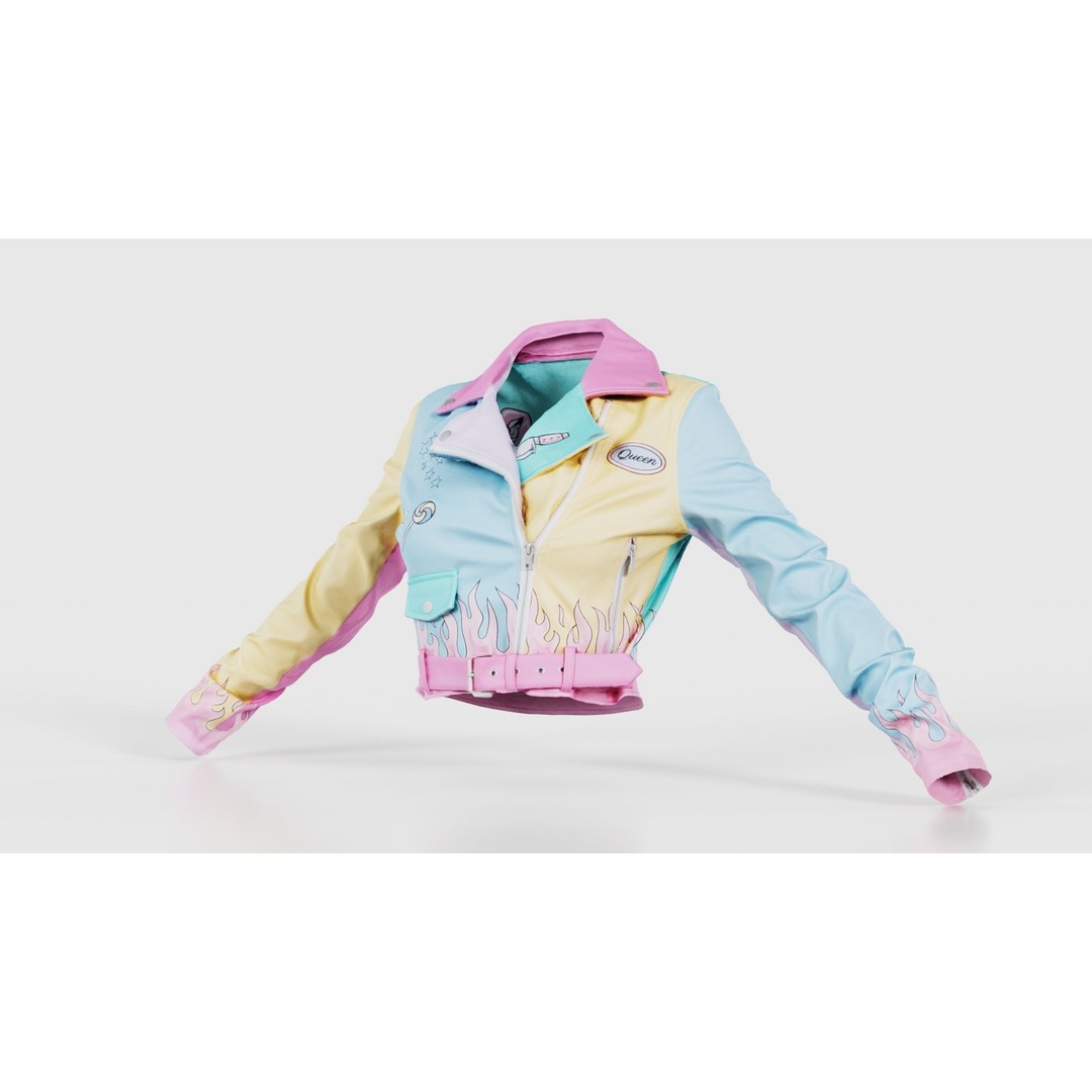 Heart Breaker Leather Jacket 3D Model – Low Poly Game Asset, PBR Textures