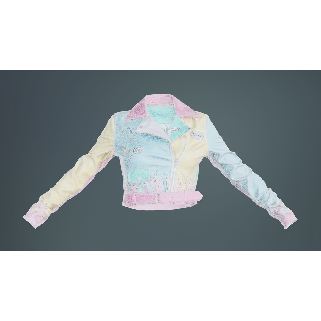 Heart Breaker Leather Jacket 3D Model – Low Poly Game Asset, PBR Textures - View 11
