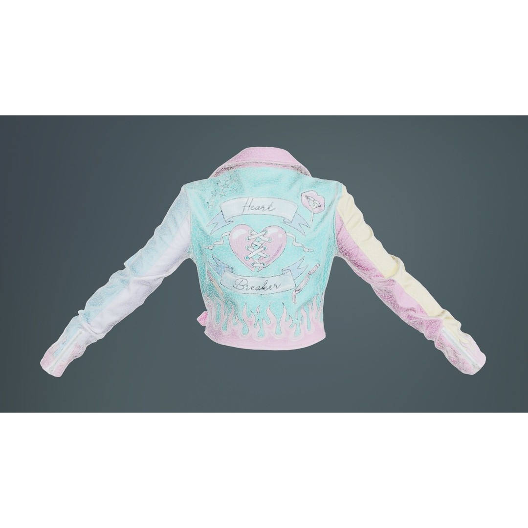 Heart Breaker Leather Jacket 3D Model – Low Poly Game Asset, PBR Textures - View 12