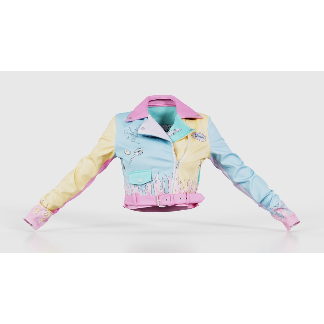 Heart Breaker Leather Jacket 3D Model – Low Poly Game Asset, PBR Textures - View 17