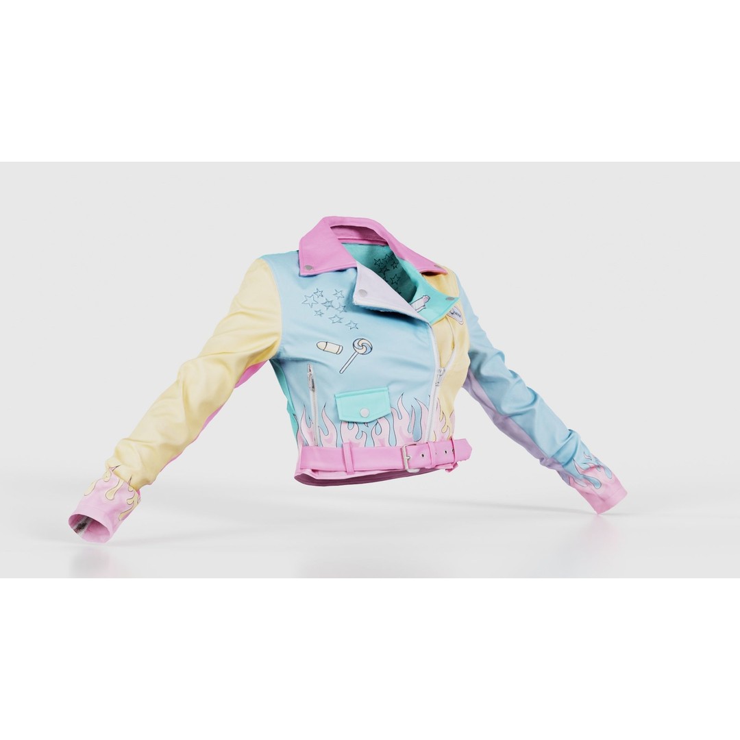Heart Breaker Leather Jacket 3D Model – Low Poly Game Asset, PBR Textures - View 18