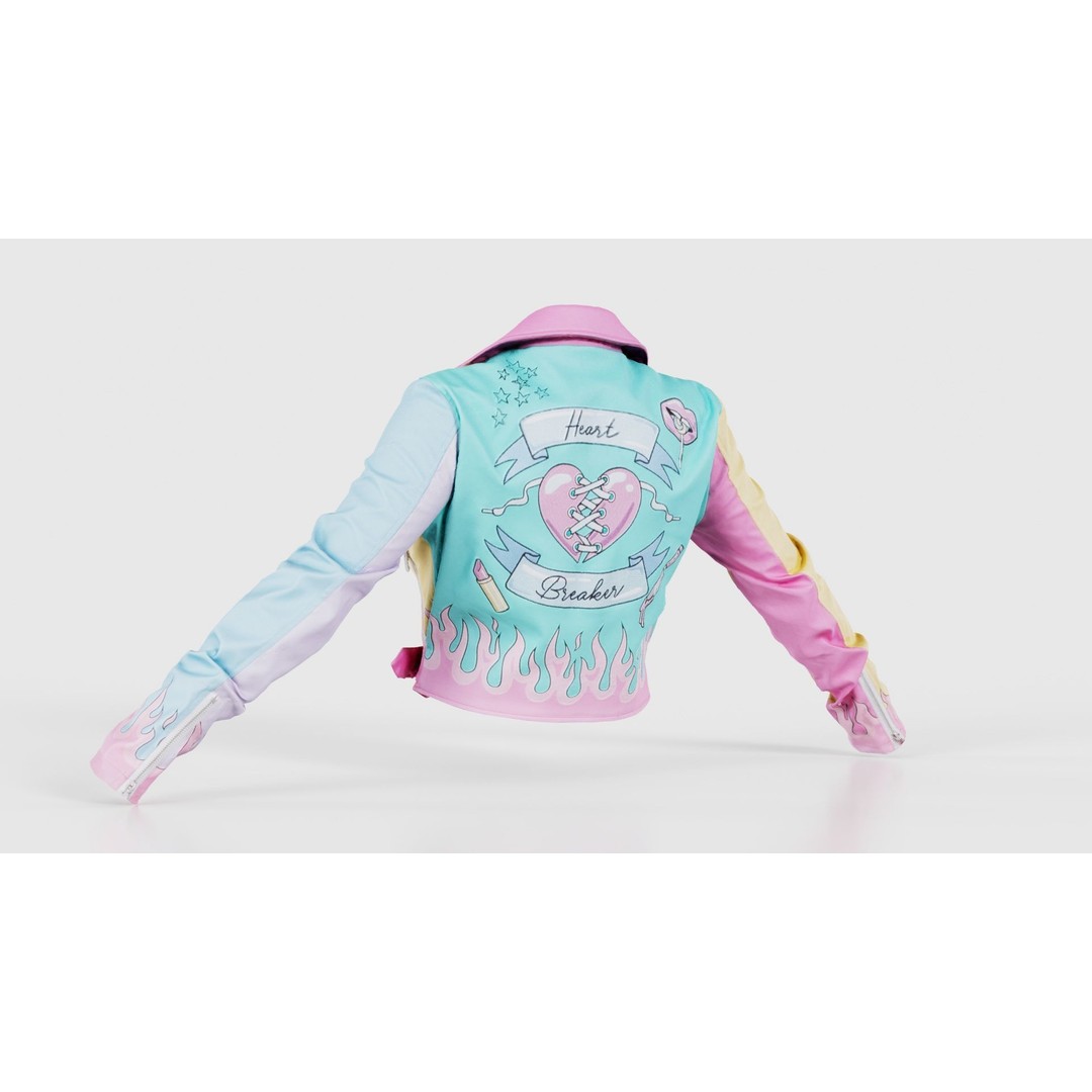 Heart Breaker Leather Jacket 3D Model – Low Poly Game Asset, PBR Textures - View 24