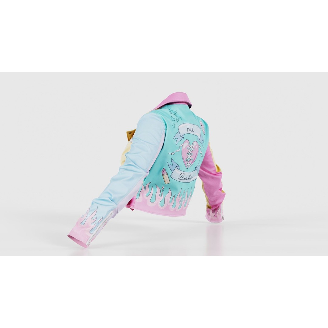 Heart Breaker Leather Jacket 3D Model – Low Poly Game Asset, PBR Textures - View 25