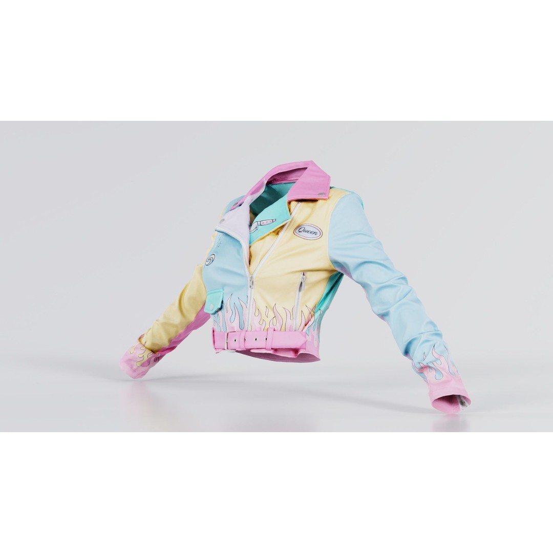Heart Breaker Leather Jacket 3D Model – Low Poly Game Asset, PBR Textures - View 3