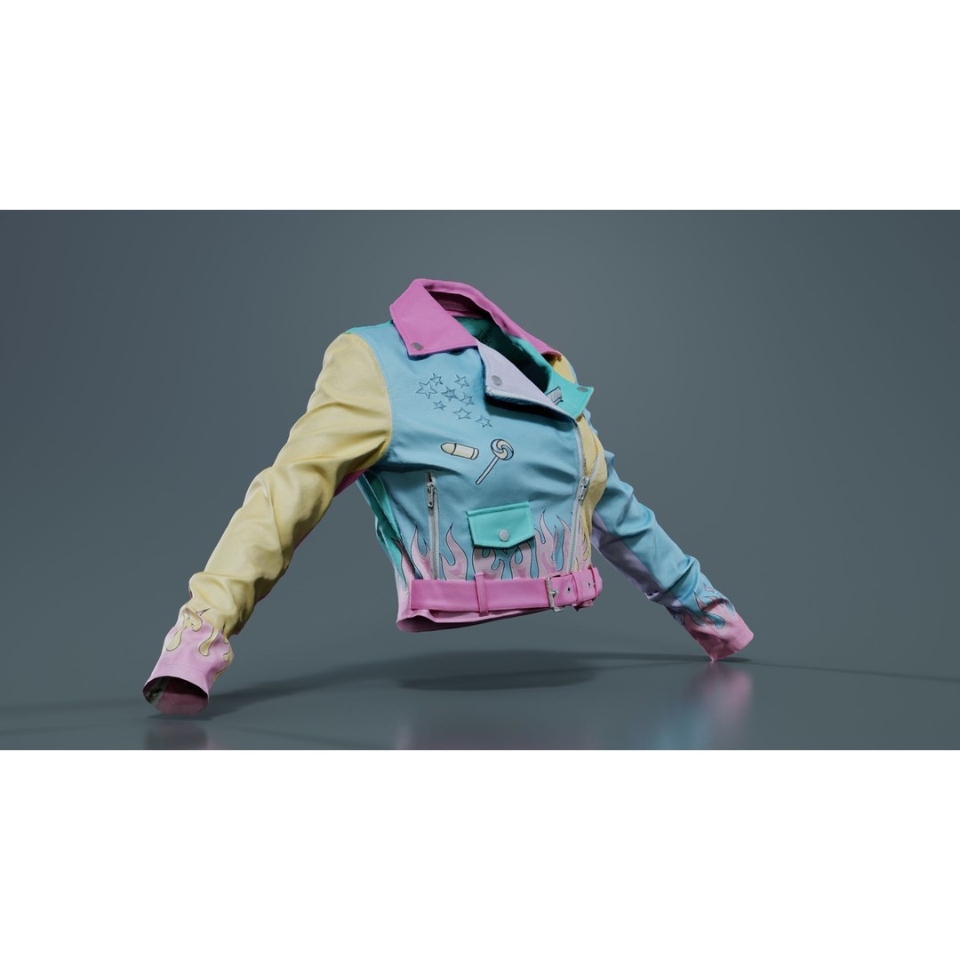 Heart Breaker Leather Jacket 3D Model – Low Poly Game Asset, PBR Textures - View 5