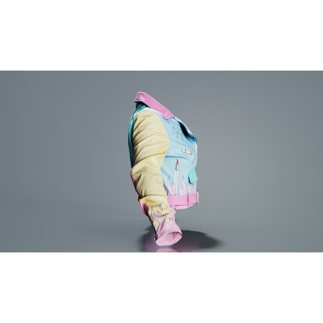 Heart Breaker Leather Jacket 3D Model – Low Poly Game Asset, PBR Textures - View 6