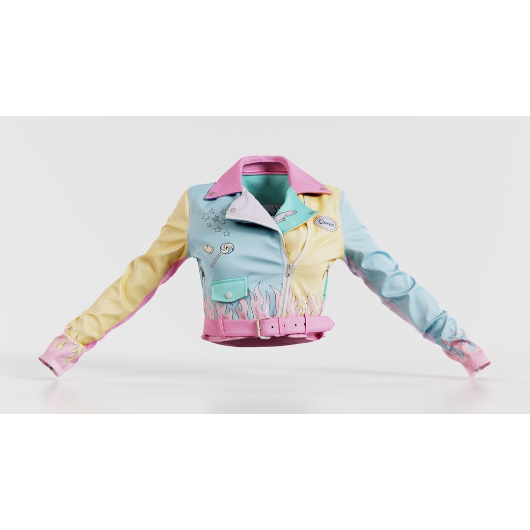 Heart Breaker Leather Jacket 3D Model – Low Poly Game Asset, PBR Textures - View 9