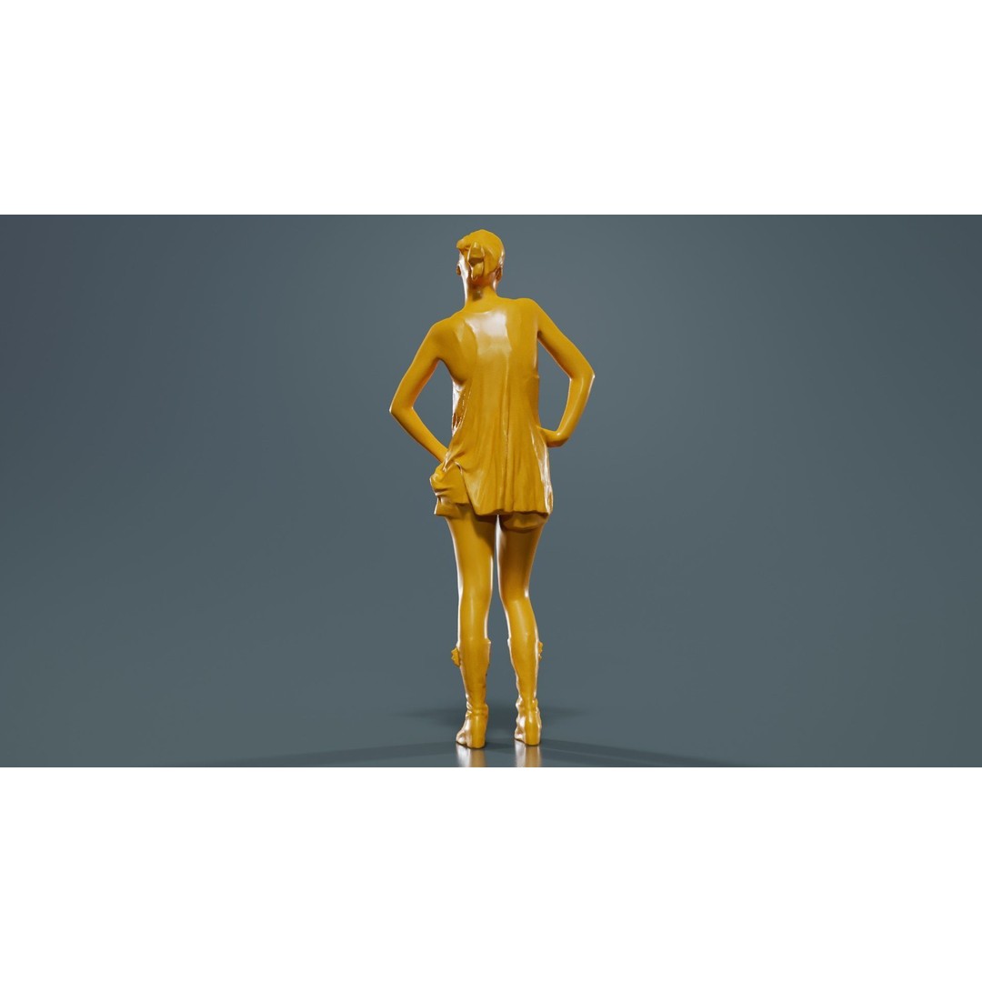 Woman 3D Model – Low Poly Character in White Top and Beige Shorts - View 15