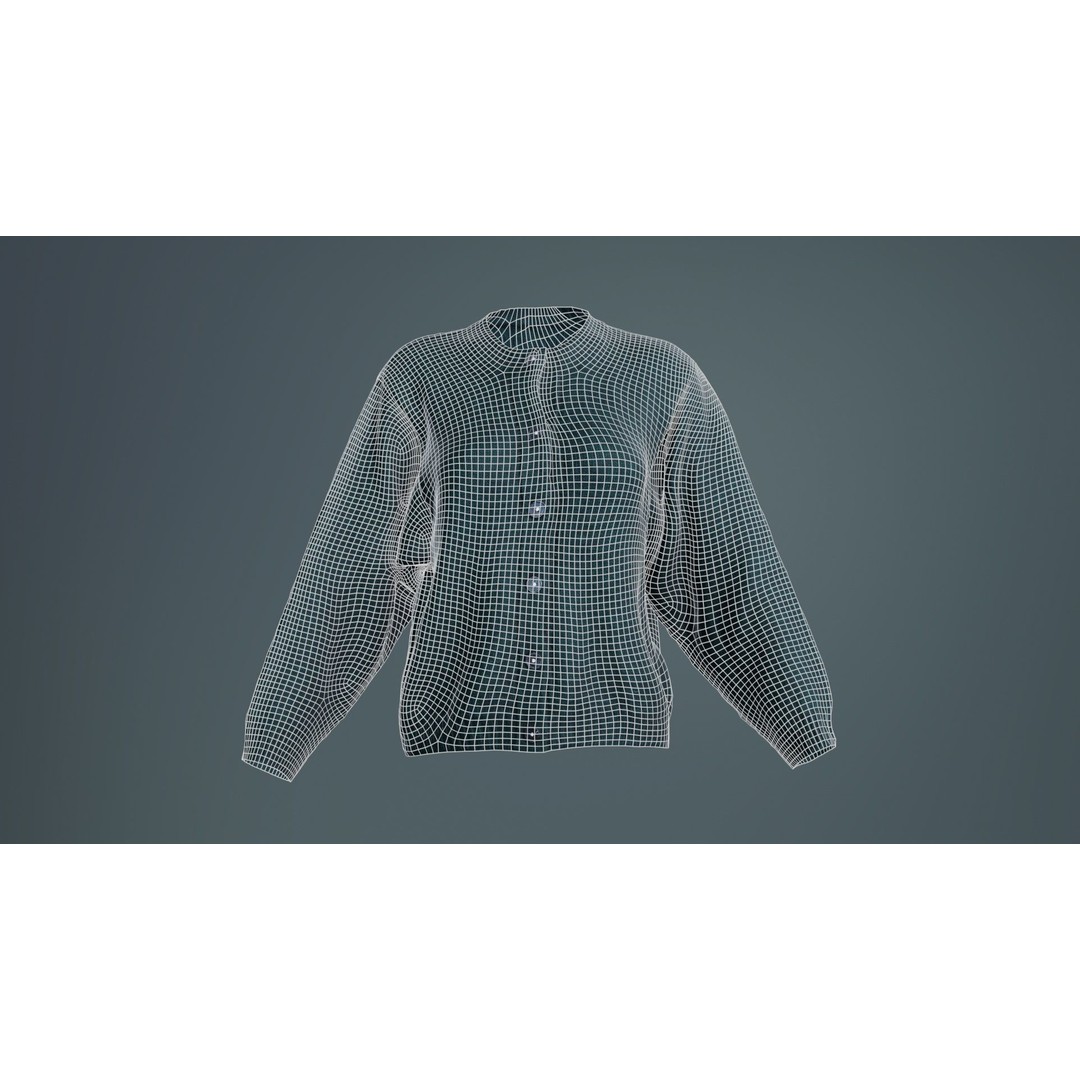 Green Cardigan 3D Model – Low Poly Women's Apparel, FBX, Blender - View 11