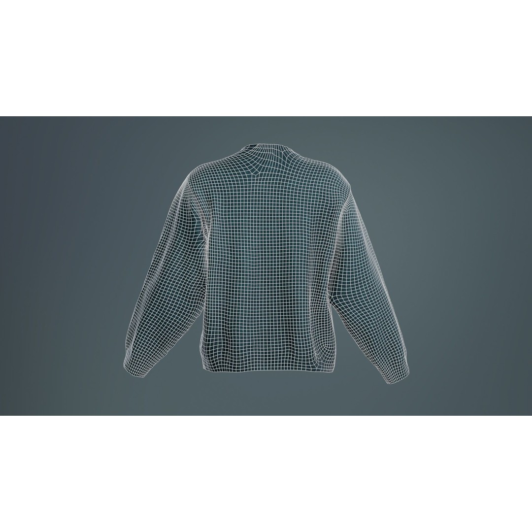 Green Cardigan 3D Model – Low Poly Women's Apparel, FBX, Blender - View 12