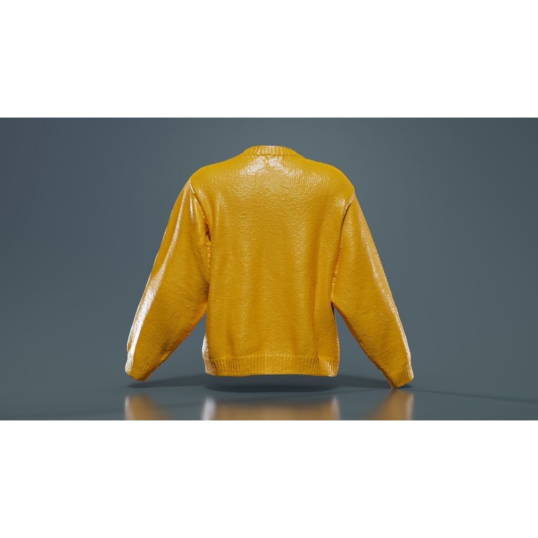 Green Cardigan 3D Model – Low Poly Women's Apparel, FBX, Blender - View 15
