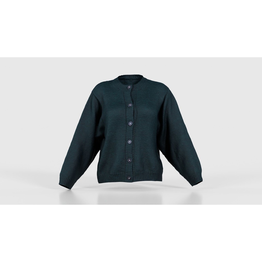 Green Cardigan 3D Model – Low Poly Women's Apparel, FBX, Blender - View 17