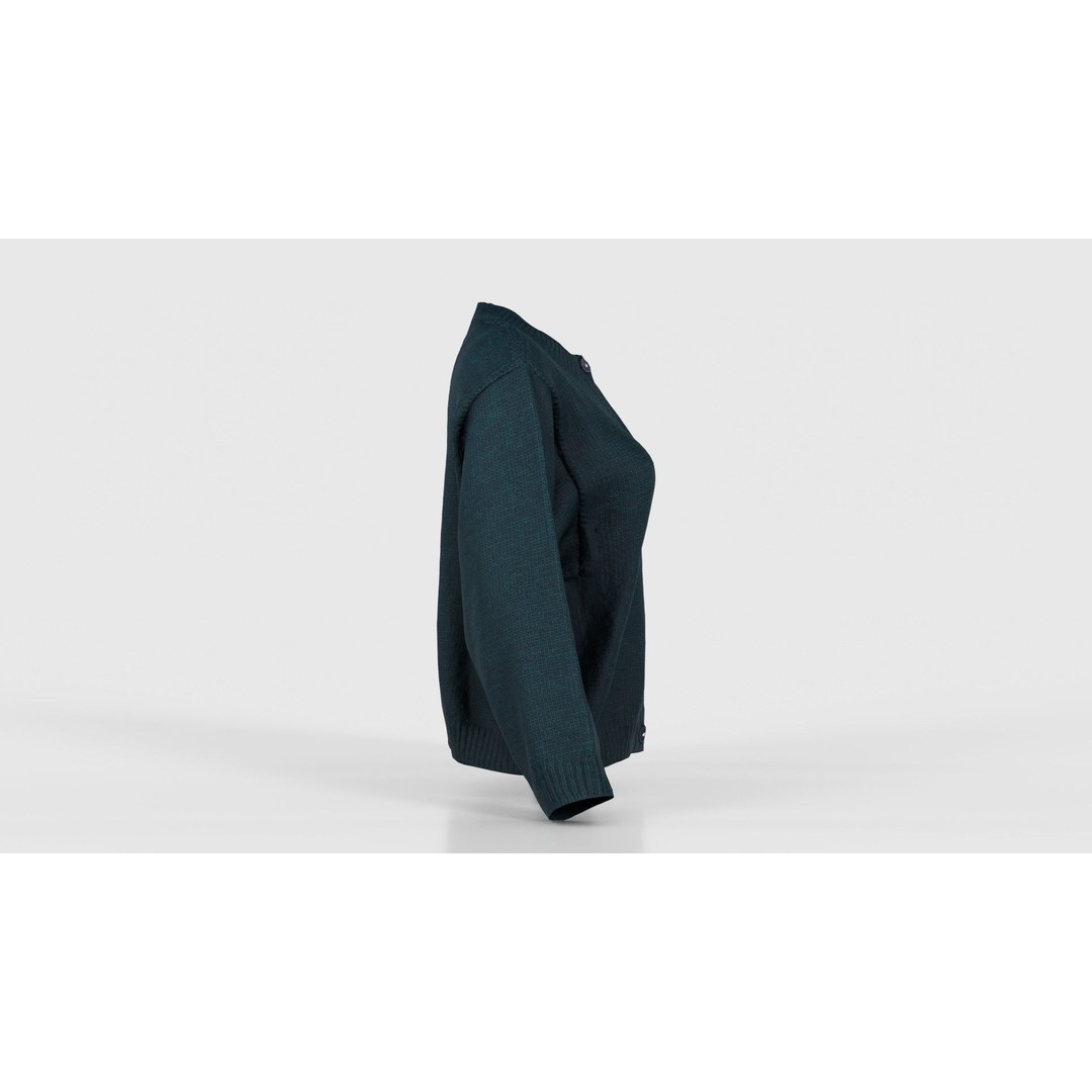 Green Cardigan 3D Model – Low Poly Women's Apparel, FBX, Blender - View 20