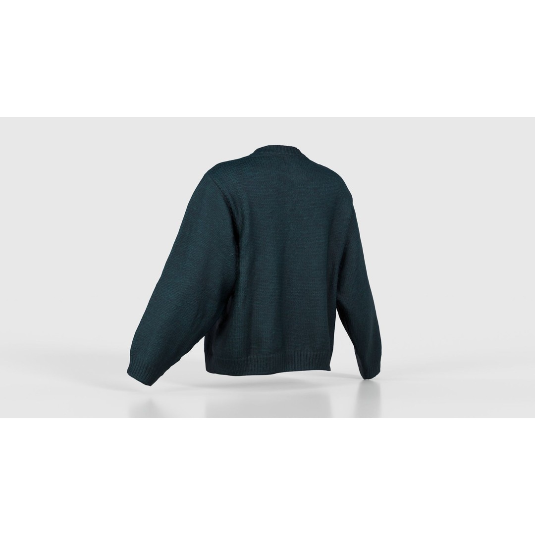 Green Cardigan 3D Model – Low Poly Women's Apparel, FBX, Blender - View 24