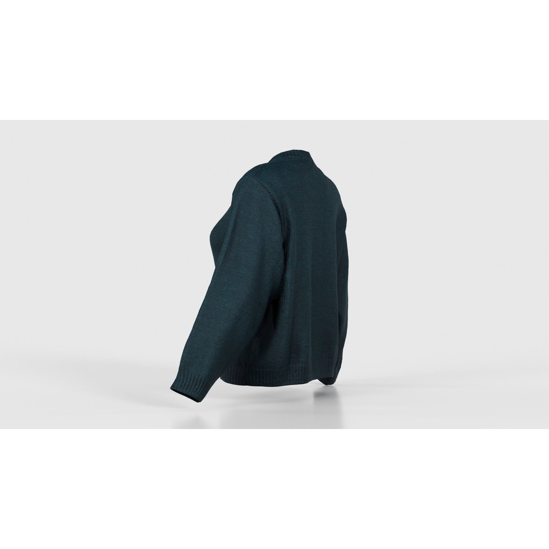 Green Cardigan 3D Model – Low Poly Women's Apparel, FBX, Blender - View 25
