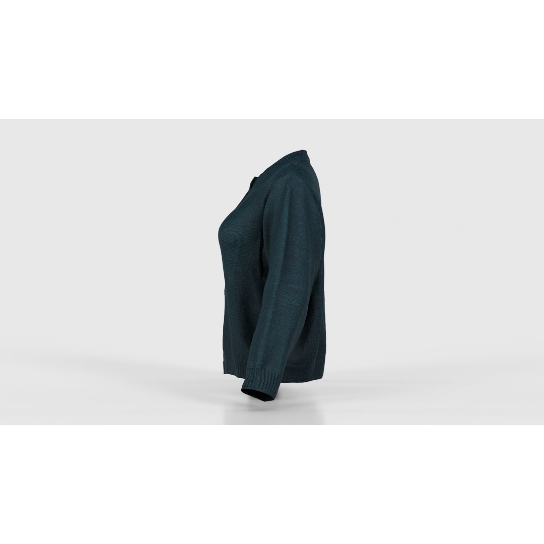 Green Cardigan 3D Model – Low Poly Women's Apparel, FBX, Blender - View 26
