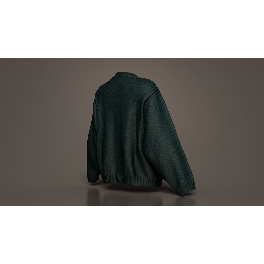 Green Cardigan 3D Model – Low Poly Women's Apparel, FBX, Blender - View 3