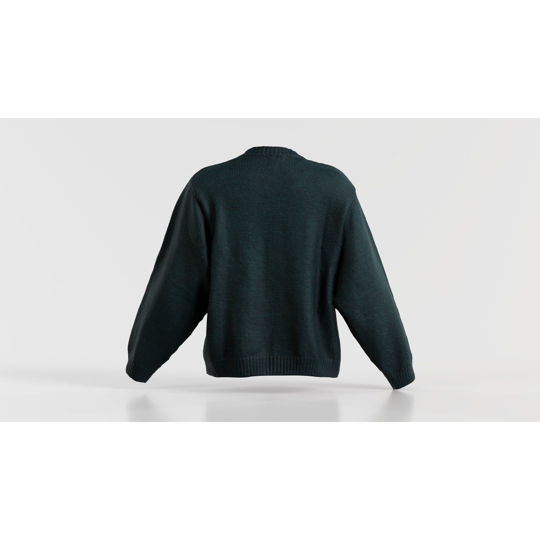 Green Cardigan 3D Model – Low Poly Women's Apparel, FBX, Blender - View 4