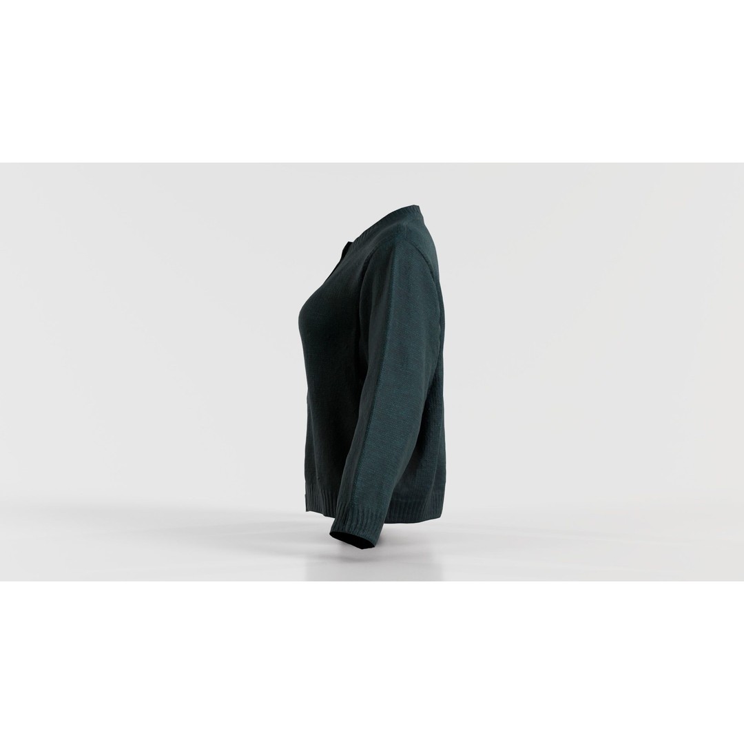 Green Cardigan 3D Model – Low Poly Women's Apparel, FBX, Blender - View 8