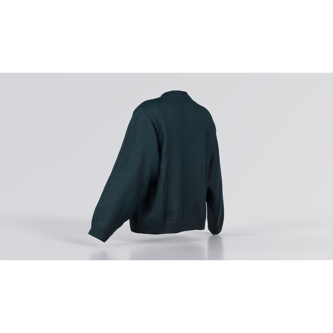 Green Cardigan 3D Model – Low Poly Women's Apparel, FBX, Blender - View 9