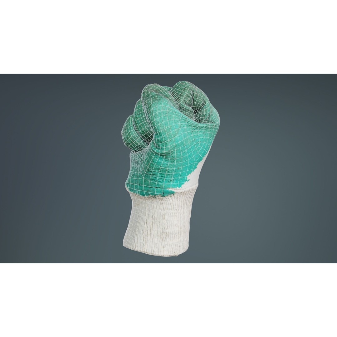 Gloved Hand 3D Model – Low Poly Photogrammetry Asset, FBX, OBJ - View 11