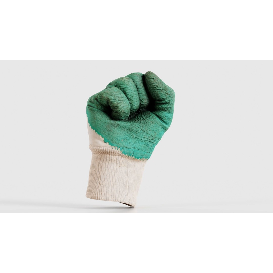 Gloved Hand 3D Model – Low Poly Photogrammetry Asset, FBX, OBJ - View 20