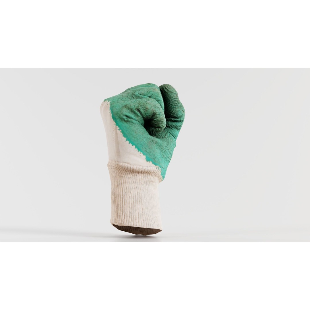 Gloved Hand 3D Model – Low Poly Photogrammetry Asset, FBX, OBJ - View 3