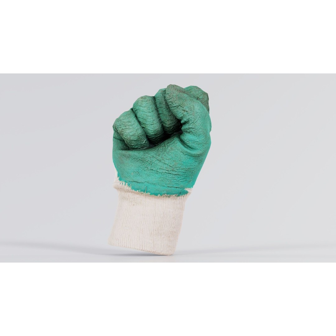 Gloved Hand 3D Model – Low Poly Photogrammetry Asset, FBX, OBJ - View 7