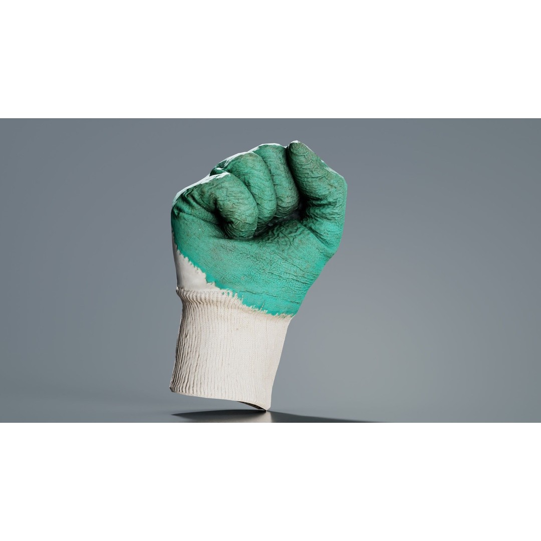 Gloved Hand 3D Model – Low Poly Photogrammetry Asset, FBX, OBJ - View 9