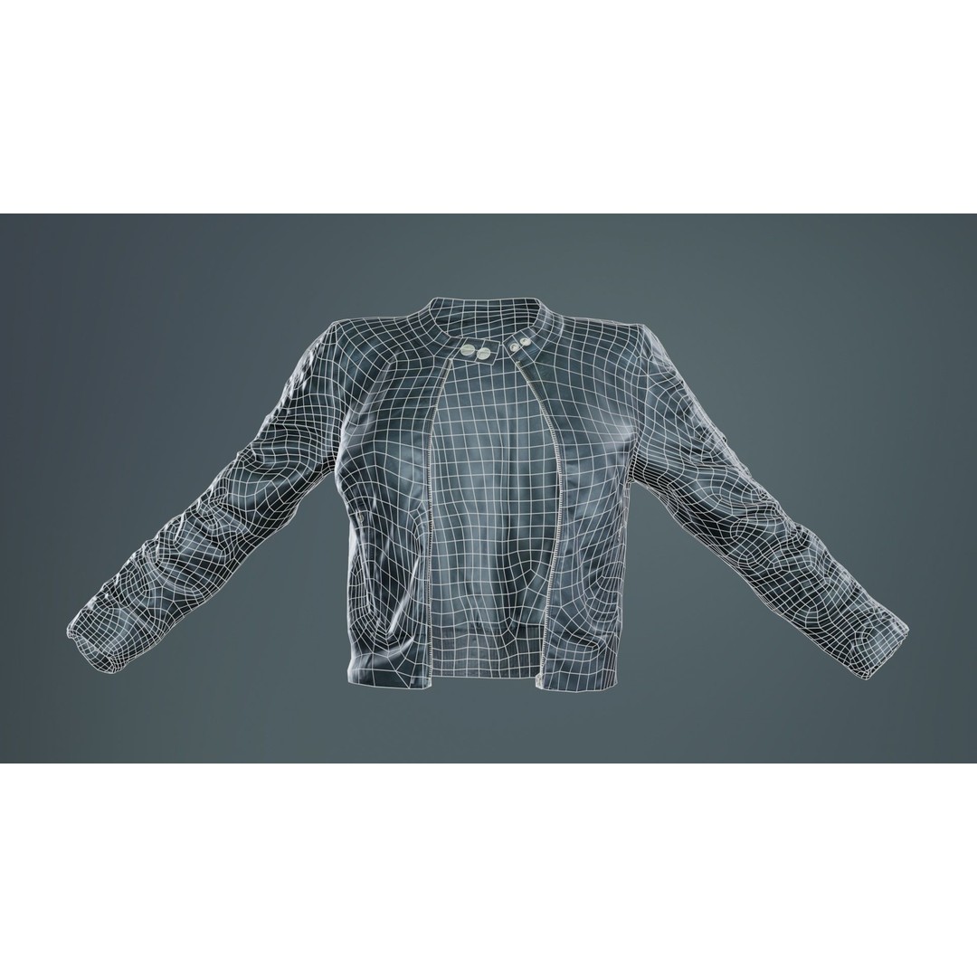 Tiny Black Leather Jacket 3D Model – Low Poly Game Asset, FBX, Blender - View 11