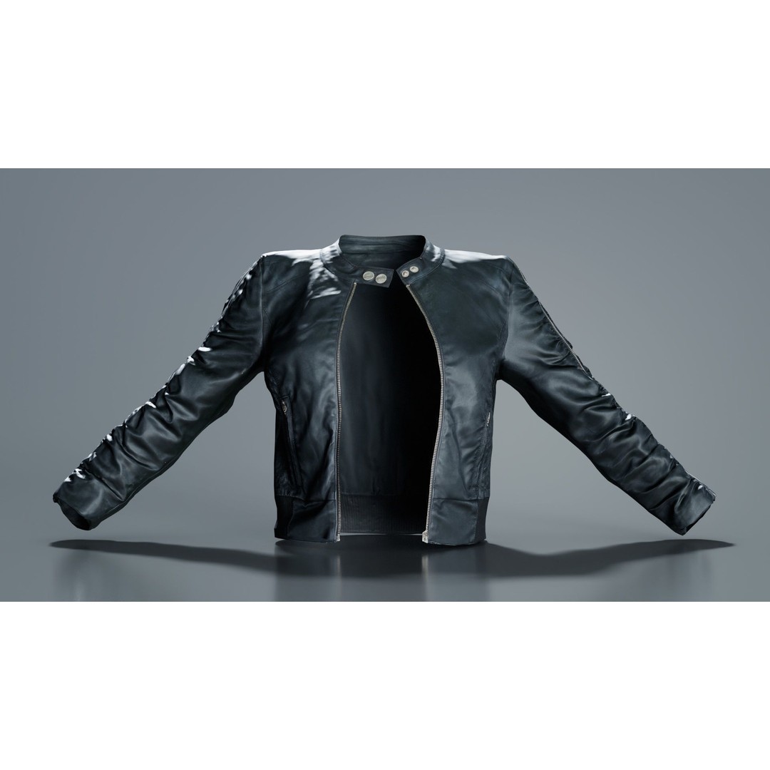 Tiny Black Leather Jacket 3D Model – Low Poly Game Asset, FBX, Blender - View 3