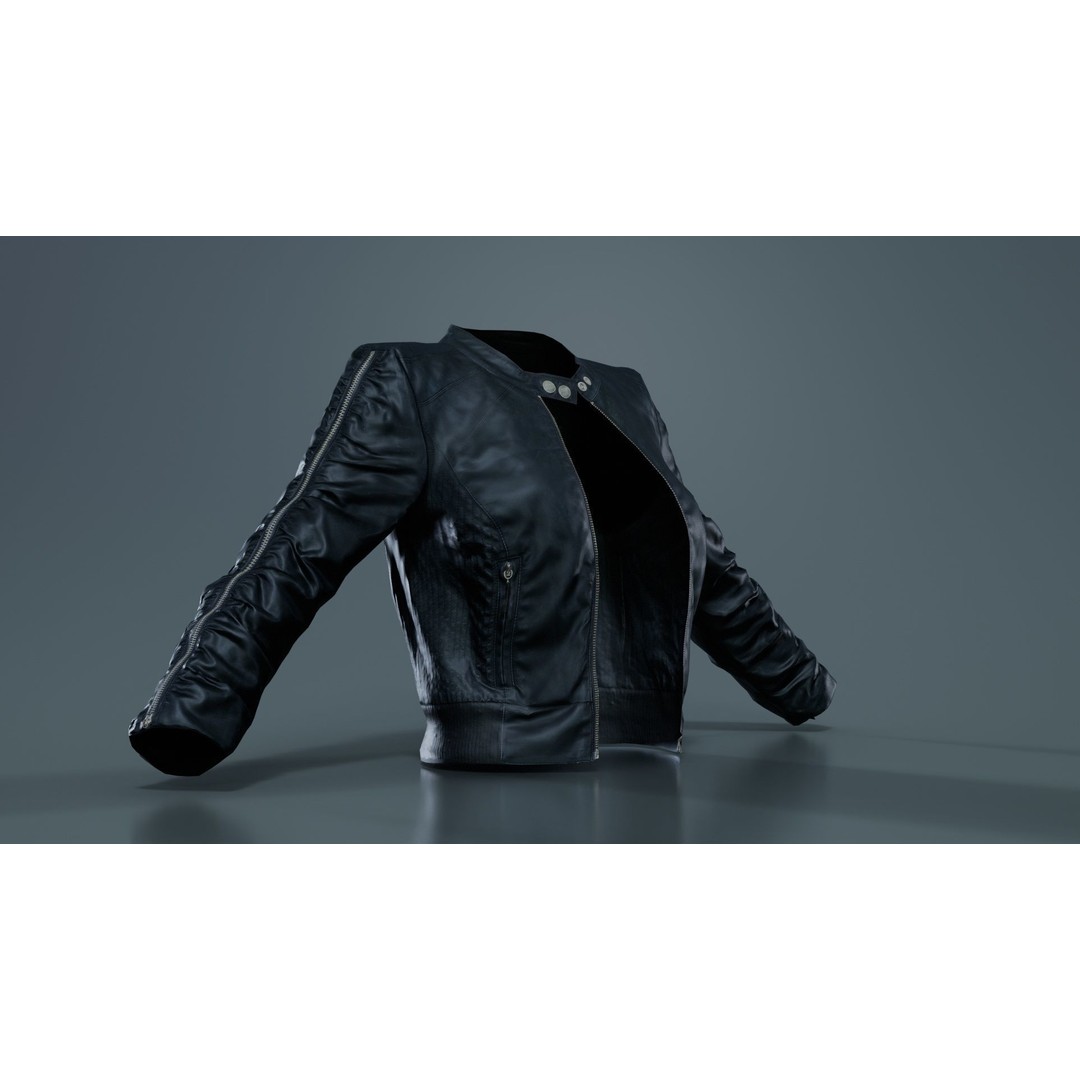 Tiny Black Leather Jacket 3D Model – Low Poly Game Asset, FBX, Blender - View 6